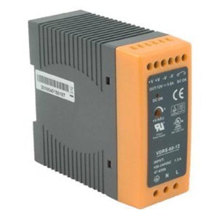 CUI INC AC to DC Power Supply, 88 to 264V AC, 24V DC, 60W, 2.5A, DIN Rail VDRS-60-24